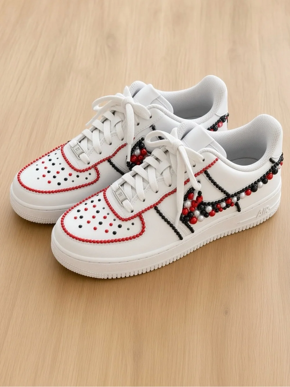 Nike Air Force 1 Custom Beaded Rhinestone Shoes 4.5Y